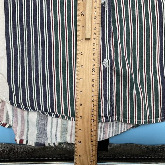 Vintage Mic Stripe Button Short Sleeve Cotton Casual Shirt Chest Pocket Oman M - Picture 7 of 9
